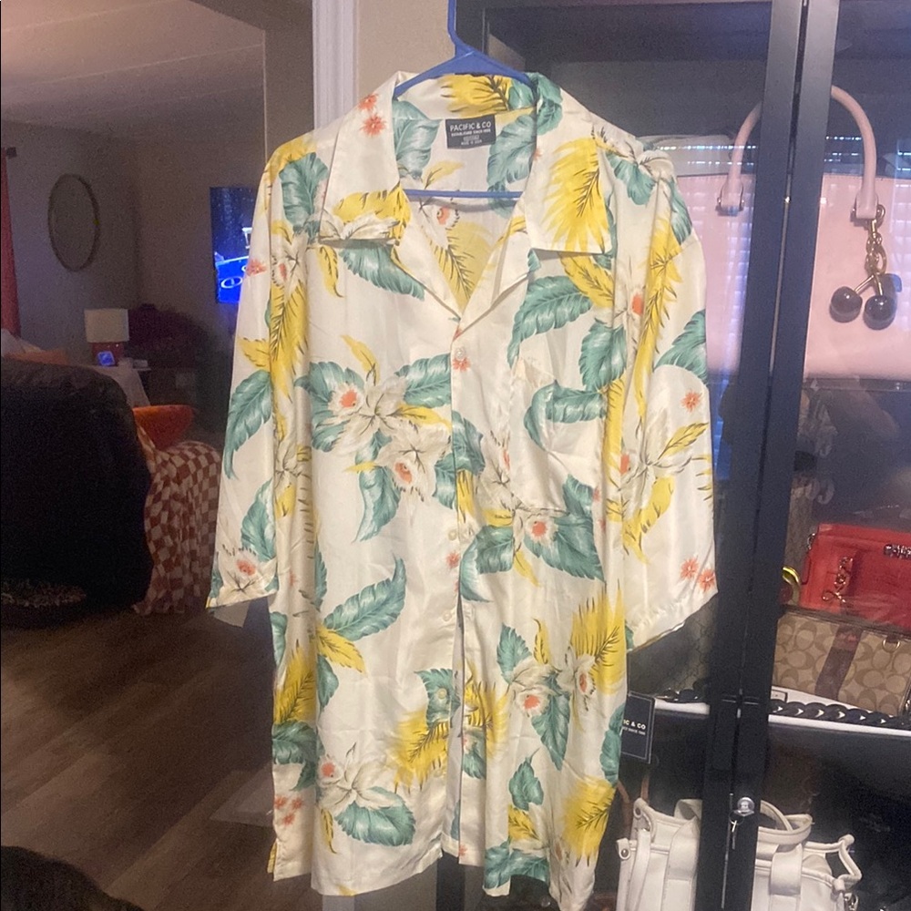 Floral Print Button-Up Shirt Dress